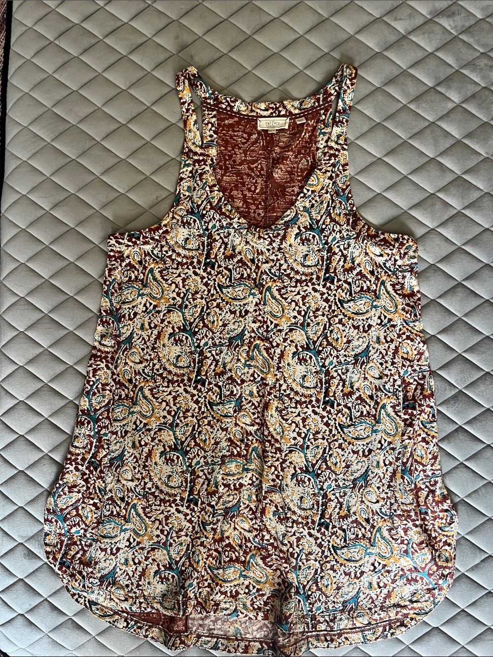 Fat Face Rust Multi-Color Printed BoHo Swing Top - Picture 8 of 13